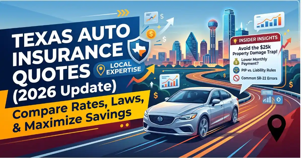 Bar graph comparing average 2026 Texas auto insurance quotes and rates among top carriers like State Farm, GEICO, and USAA.